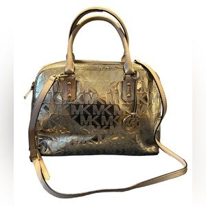 Michael Kors Gold Metallic Satchel Purse